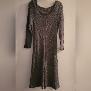 Tommy Bahama Grey Crochet Open Knit Long Sleeve Dress Womens Size Large Cover Up